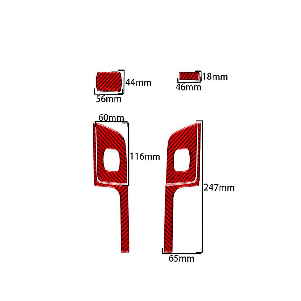 3Pcs Red Carbon Fiber Rear Watercup Holder Cover Trim for Camry 2007-2011 v