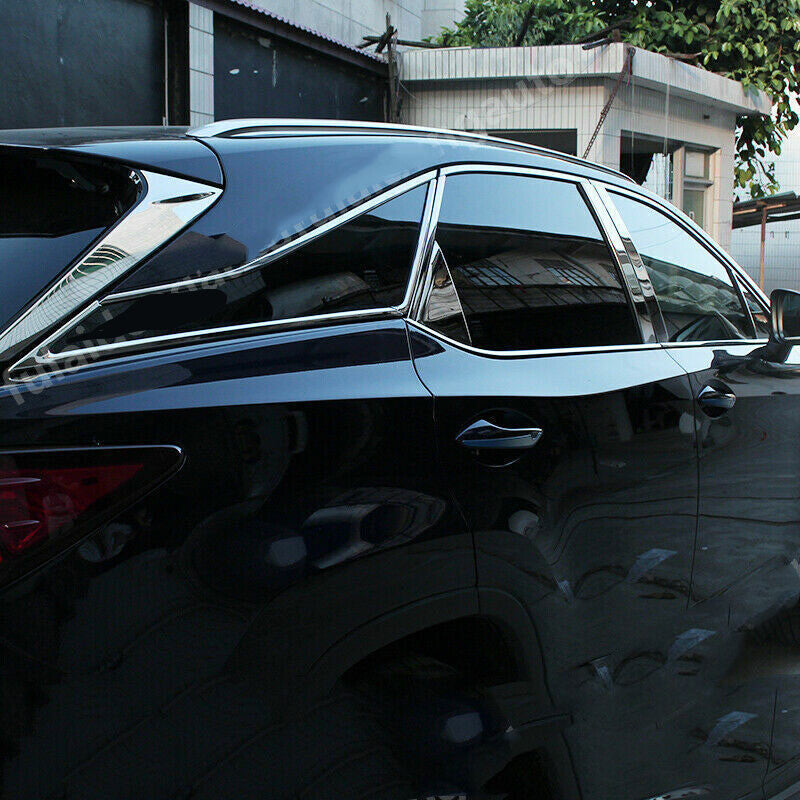 for Lexus RX350 450H 2016-21 Chrome Steel Rear Window Sill Cover Strip trim Set