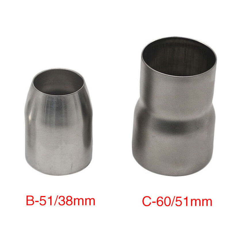 2-Piece Exhaust Pipe Adapter Stainless Steel 51mm to 38mm / 60mm to 51mm