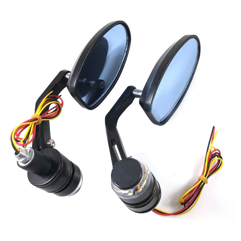 Motorcycle 7/8'' Handlebar Bar End Mirrors Indicator Turn Signal Adjustable Part v