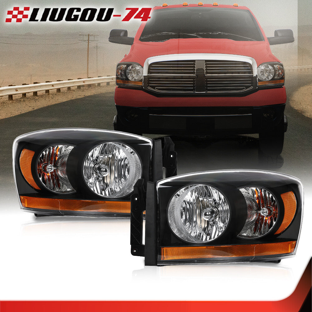 Fits 2006 - 2009 for Dodge for Ram 1500 2500 3500 Headlight Kit with for CHRome Bezel - v