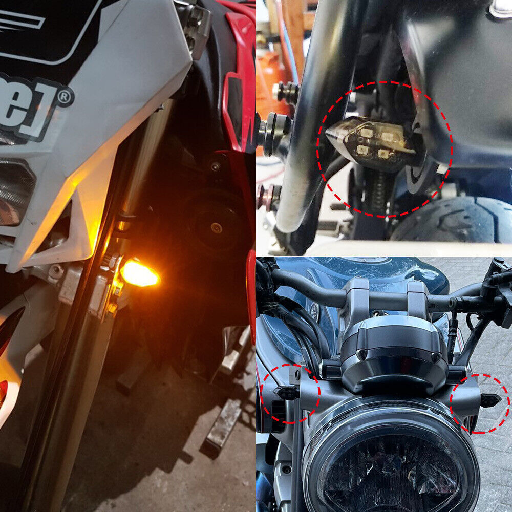 2X Black Motorcycle LED Turn Signal Blinker Light Indicator Amber Lamp Universal