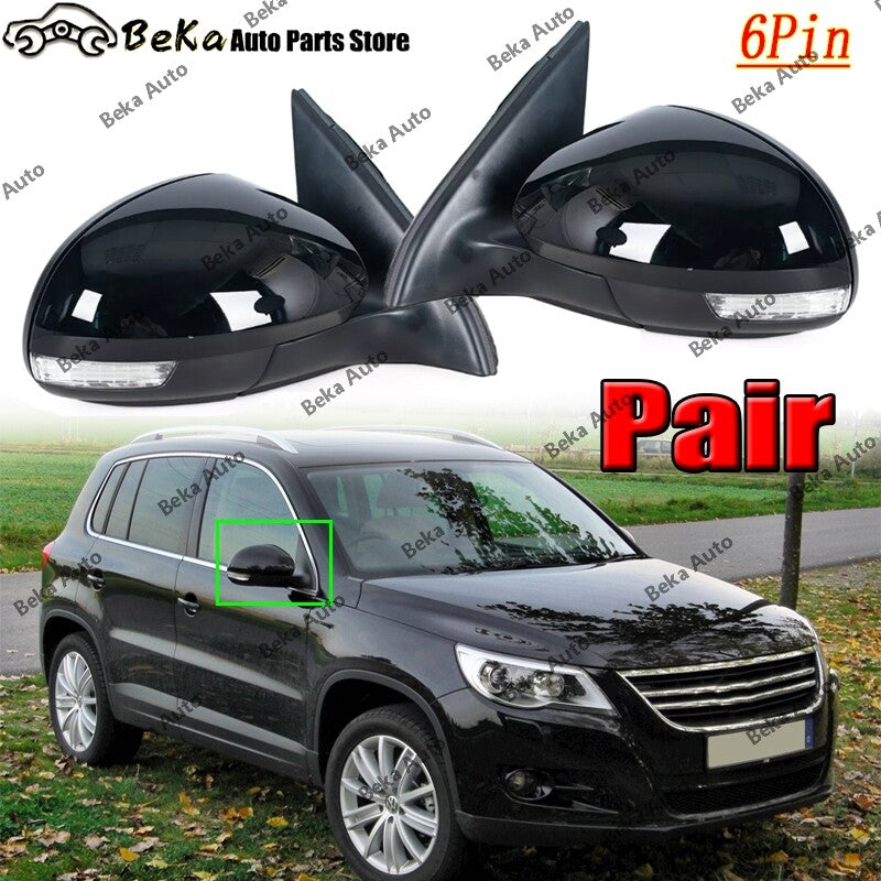 LHRH Side Mirror Assembly for Volkswagen for Tiguan 2009/2010 - 16 Black Wing Doors (6-pin)