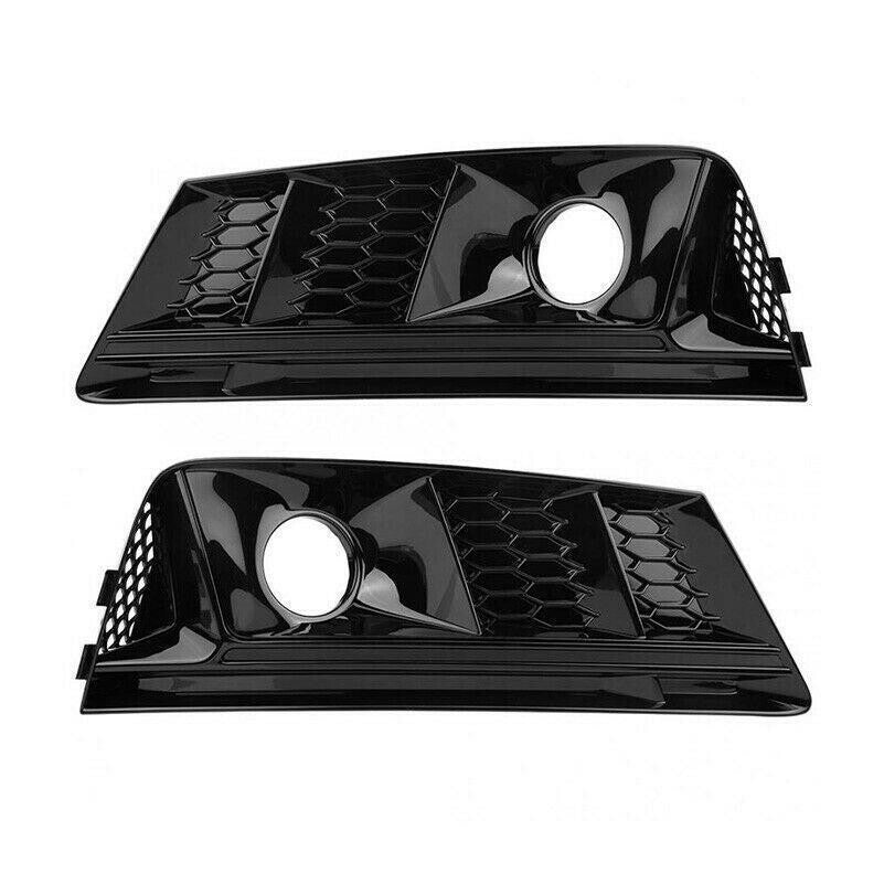 Front Bumper Fog Light Grill Cover Fit for Audi A4 B9 2017-2019 W/ACC Black 2018