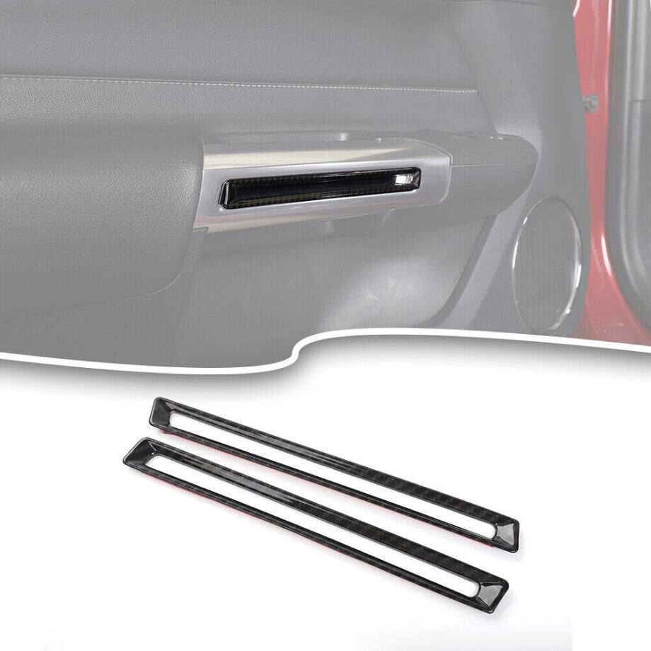 For 2015-2022 for Mustang Carbon Fiber Inner Door Handle Ring Frame Trim Cover v