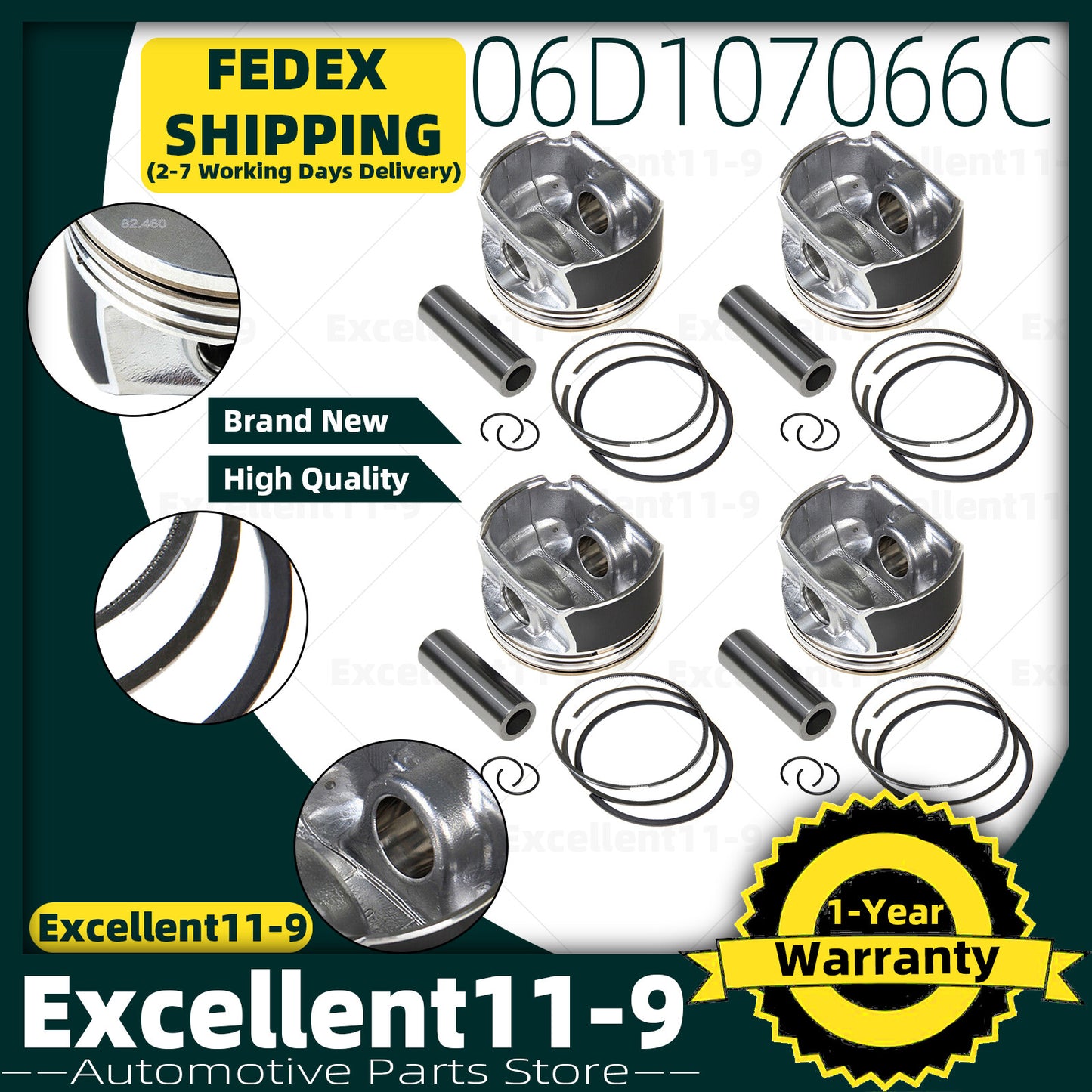 Φ20mm/Φ82.5mm piston kit #06D107066C for Audi A3, A4, A6, TT / for Jetta Eos 2.0T n