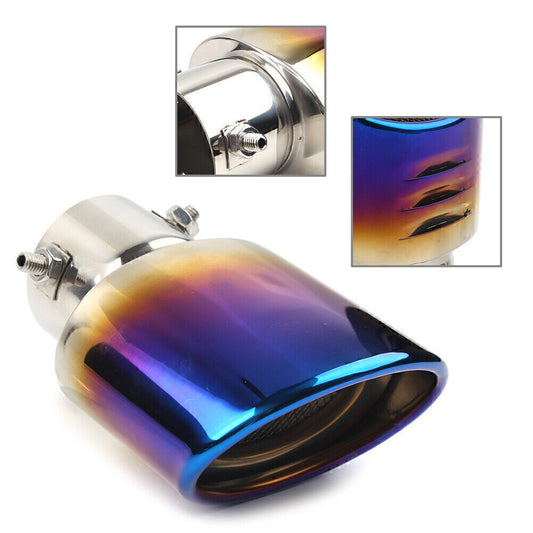 Car Blue Stainless Steel Rear Exhaust Pipe Tail Muffler Tailpipe Tip Universal Q