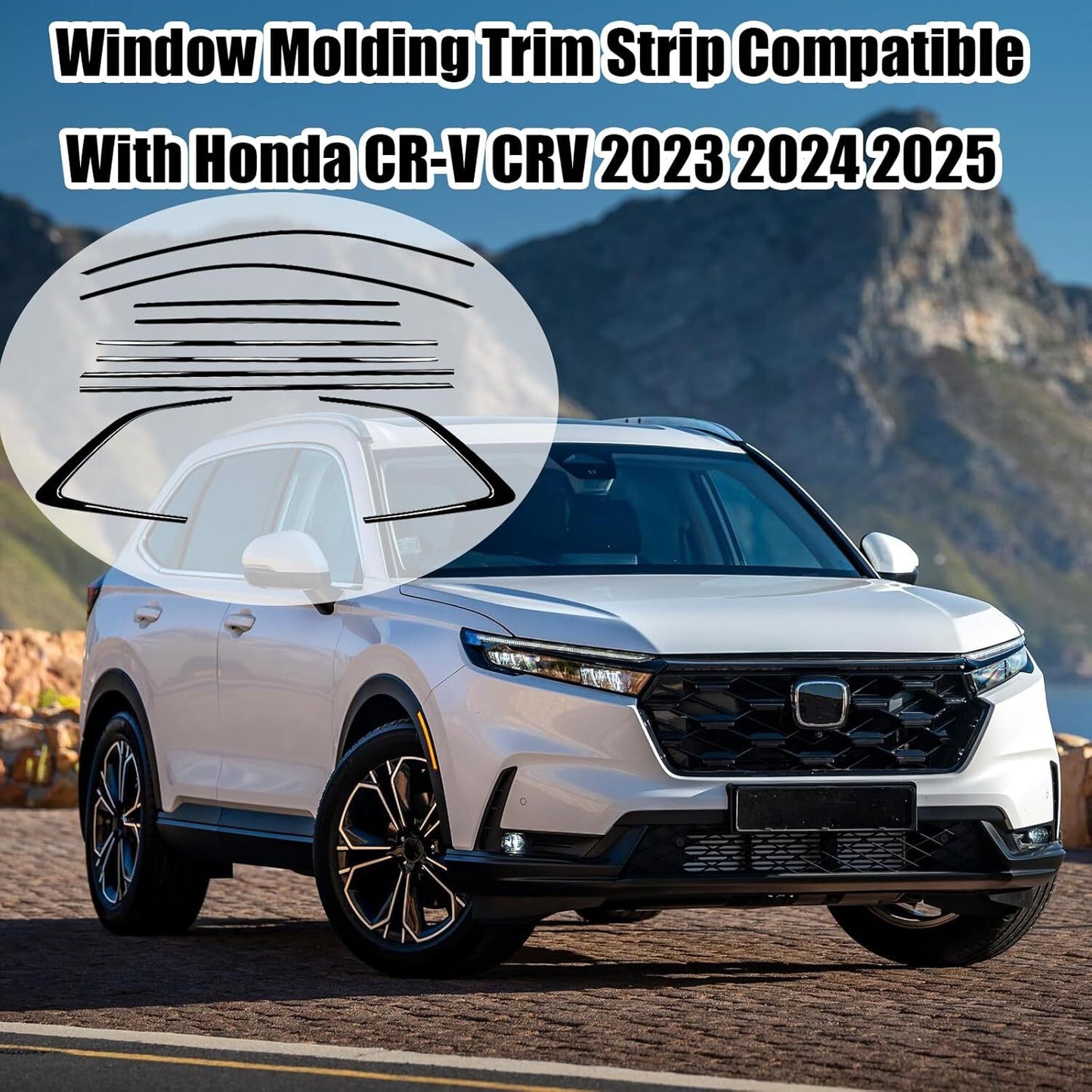 Window Sill Molding Strip Cover Trim for Honda CR-V CRV 2023-2024 Glossy Black