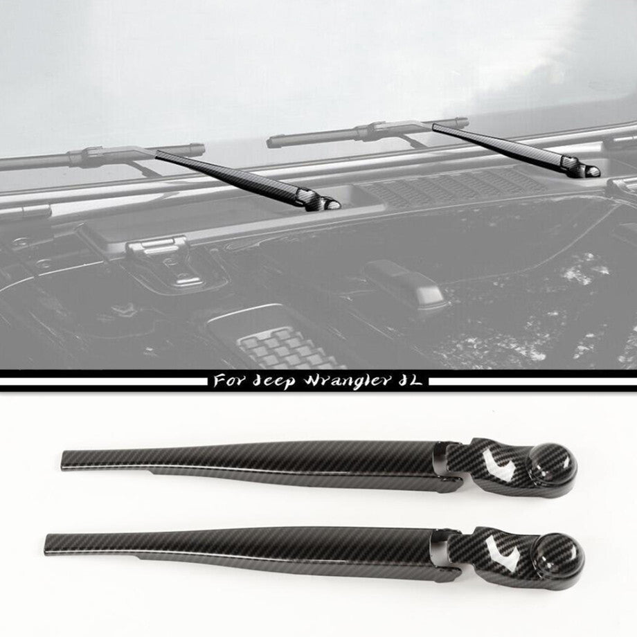 For 18-23 for Jeep for Wrangler JL Carbon Front Windshield Wiper Arm Blade Cover Trim 4P