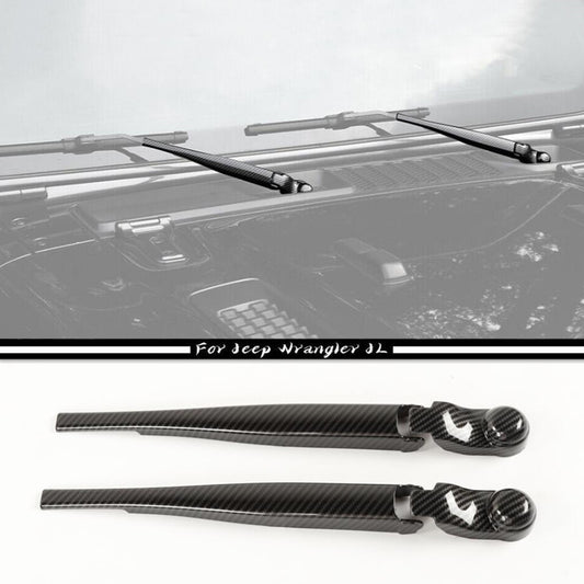 For 18-23 for Jeep for Wrangler JL Carbon Front Windshield Wiper Arm Blade Cover Trim 4P