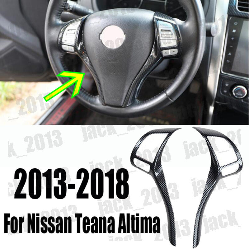 2PCS Carbon Fiber Inner Steering Wheel Strip Trim for Nissan Teana Altima 13-18