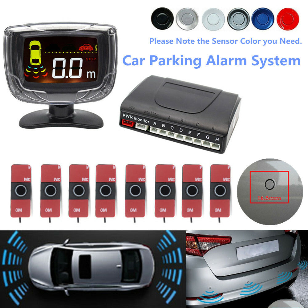 8-Stop Parking Sensor Reversing Radar Dual-Core LCD Display Car Alarm System Kit - n