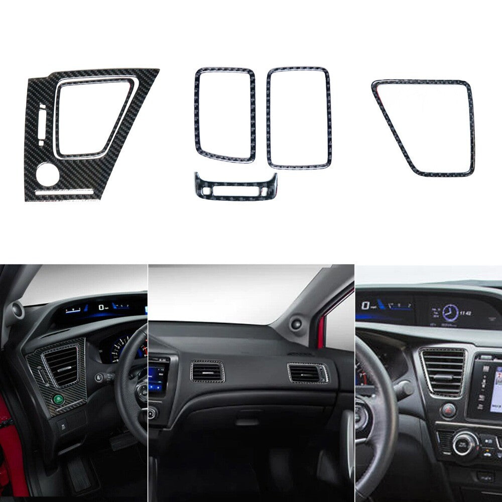 6Carbon Fiber Interior Air Vent Outlet Trim Cover for Honda for Civic 2013-2015 New n