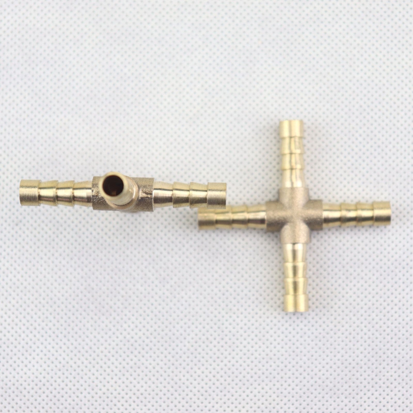 2-Piece Hose Rod 4-Way Cross Brass Fittings Threaded Gas Fuel Water Air 1/4 (6 mm)