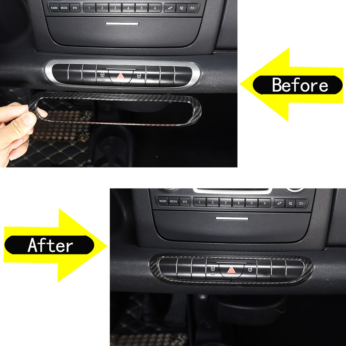 Carbon fiber ABS door lock switch decorative frame for Smart 2009 - 2015 - n
