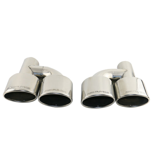 Pair 2.5 Left Right Engraved AMG Oval Dual Exhaust Tip for Mercedes-Benz 2pcs