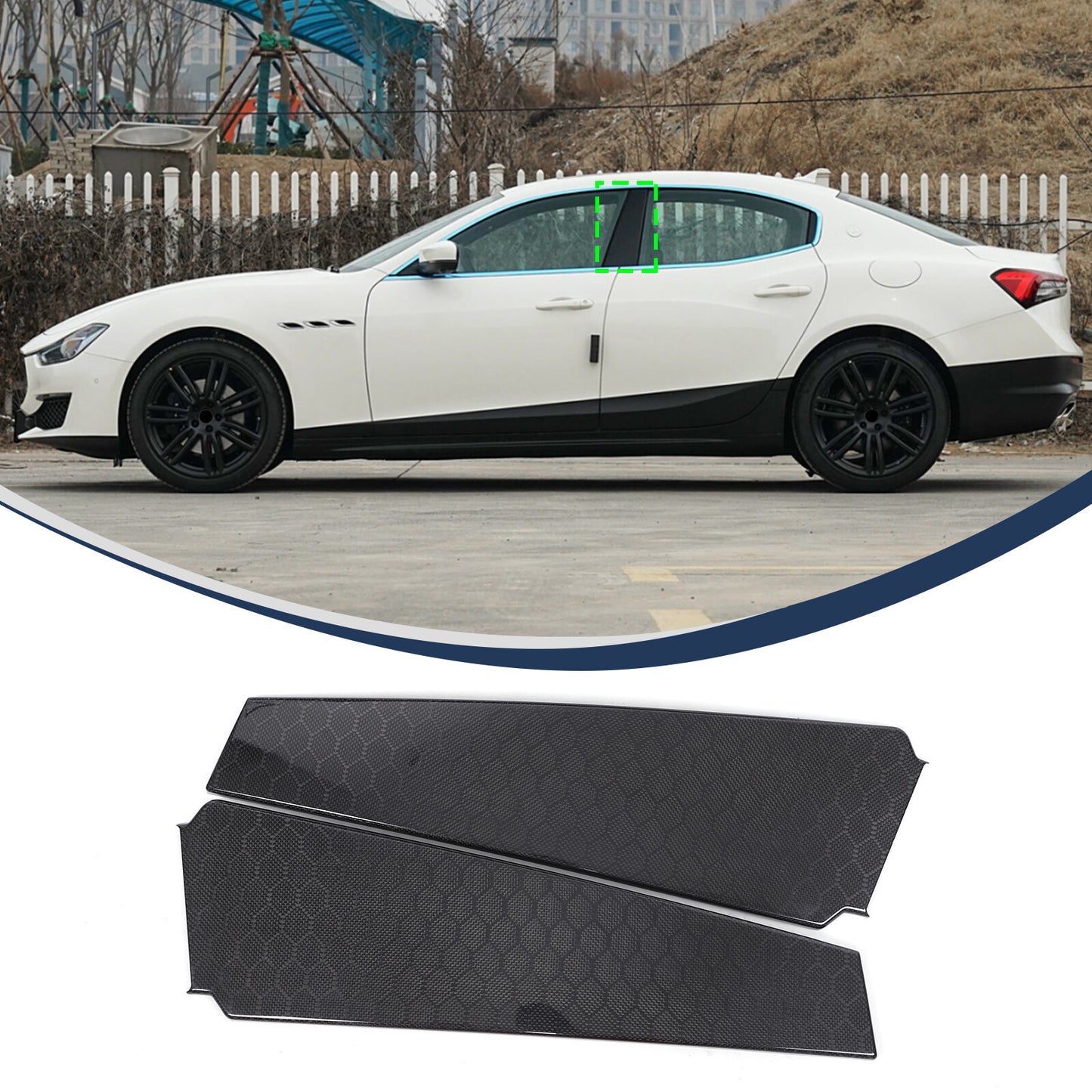 Honeycomb carbon fiber window B pillar cap decoration for Maserati Ghibli 2014 15-23