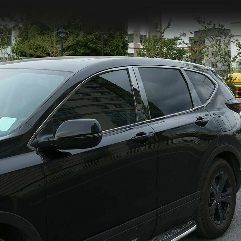 6X for Honda CR-V CRV 2017-2022 Glossy Black Pillar Post Trim Door Cover S.Steel