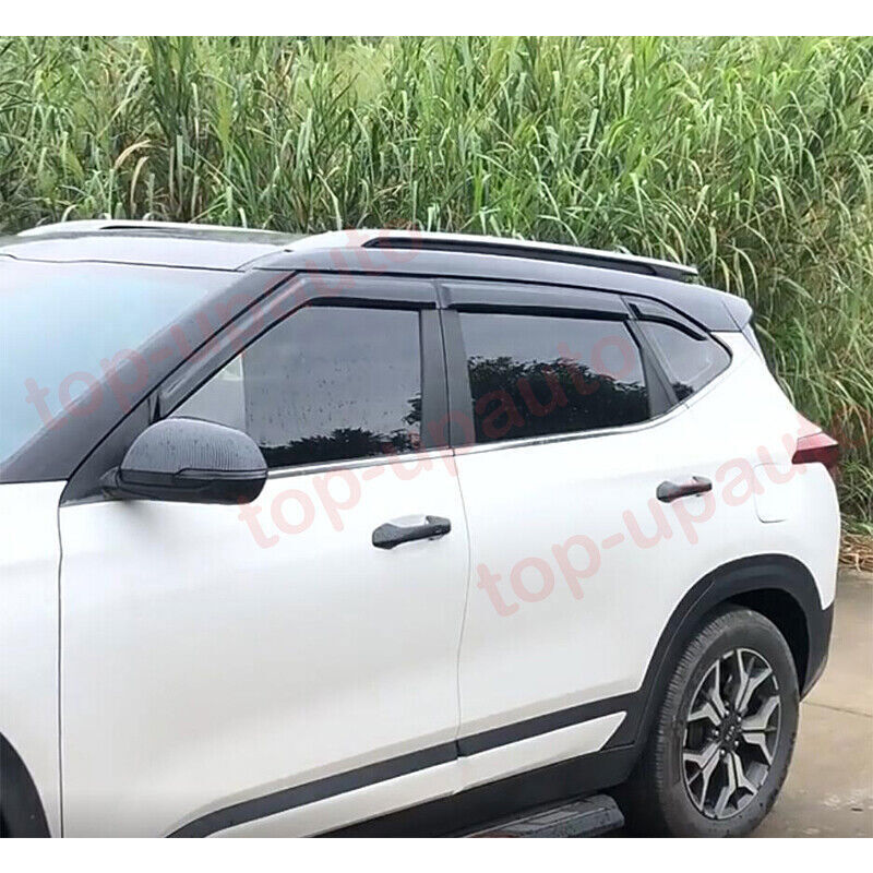 6PC for Kia Seltos 2020-2024 Black Window Visors Sun Rain Guard Vent Deflectors