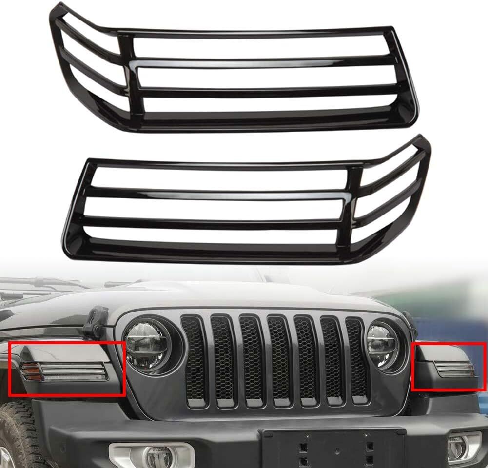 2x For 2018-2024 for Jeep WranglerJL JT Black Front Wheel Eyebrow Lamp Covers Trim