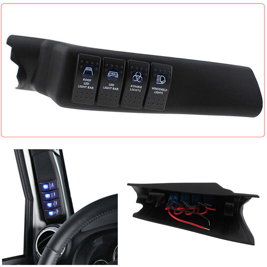 US Car Left Side A-Pillar 4Switch Pod Panel Kit Fit for Jeep for Wrangler JK 2011-18 v
