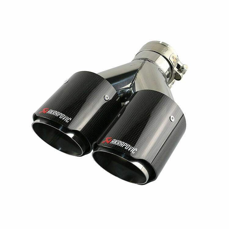 2PCS Carbon Fiber Exhaust Tip Dual Pipe ID:2.5 63mm OD:4 102mm Glossy Black