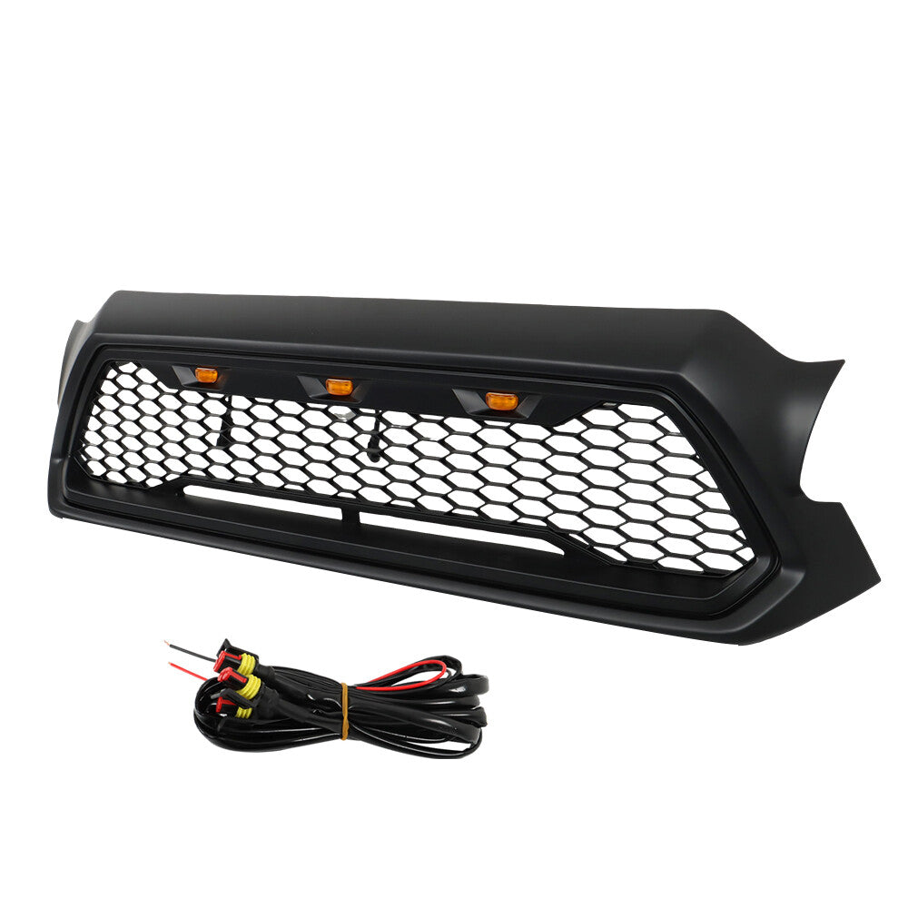 Suitable for 2012-2015 Tacoma front grille bumper upper grille with LEDs, matte black. n