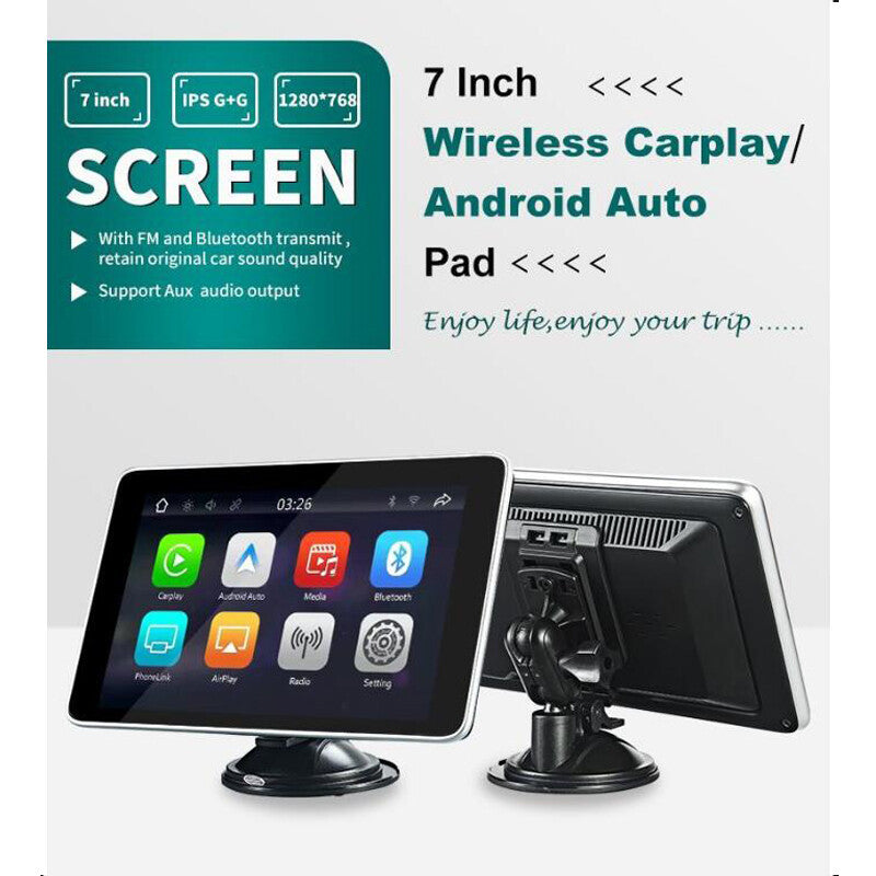 7.5-inch touchscreen portable stereo media unit with wireless CarPlay and Android Auto n
