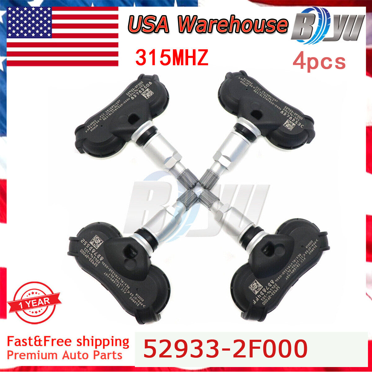 52933-2F000 Set 4PCS TPMS fits for Kia for Hyundai Tire Pressure Sensors 315MHz