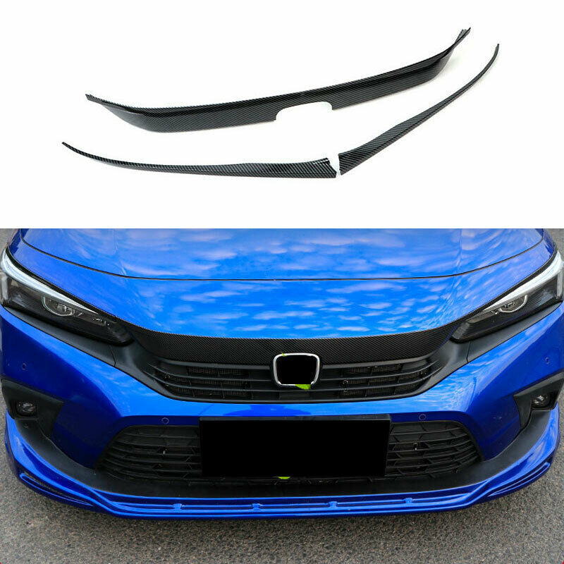 for Honda for Civic 2022-2023 Carbon fiber ABS Front Grille Lip Cover Moulding Trim