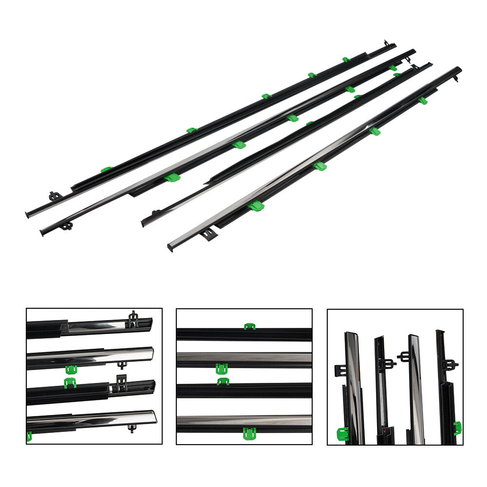 Window Moulding Trim Weatherstrip Seal Belt Set for Honda CRV 2007-2011 Chrome