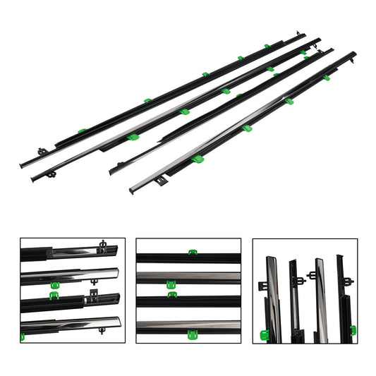 Window Moulding Trim Weatherstrip Seal Belt Set for Honda CRV 2007-2011 Chrome