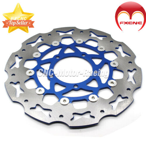 Suitable for Yamaha FZ16 CNC floating front brake disc rotor, blue and stainless steel blue