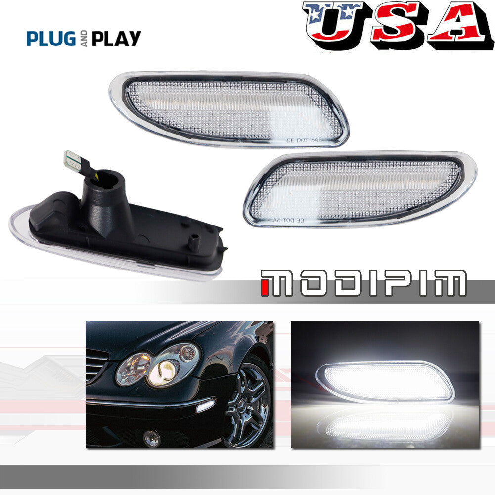 Suitable for 01-07 for W203 C-Class C200 300 Transparent White Side Marker LED Light - v