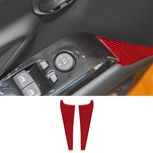 2X Red Carbon Fiber Front Door Panel Down Sticker Cover for KIA Sedona 2015-2016 v