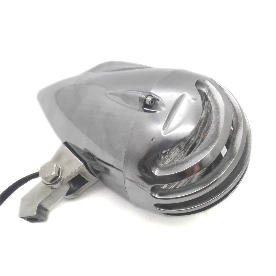 Chrome H4 Bullet Retro Grill Cover Headlight for Harley Chopper Bobber Custom Q