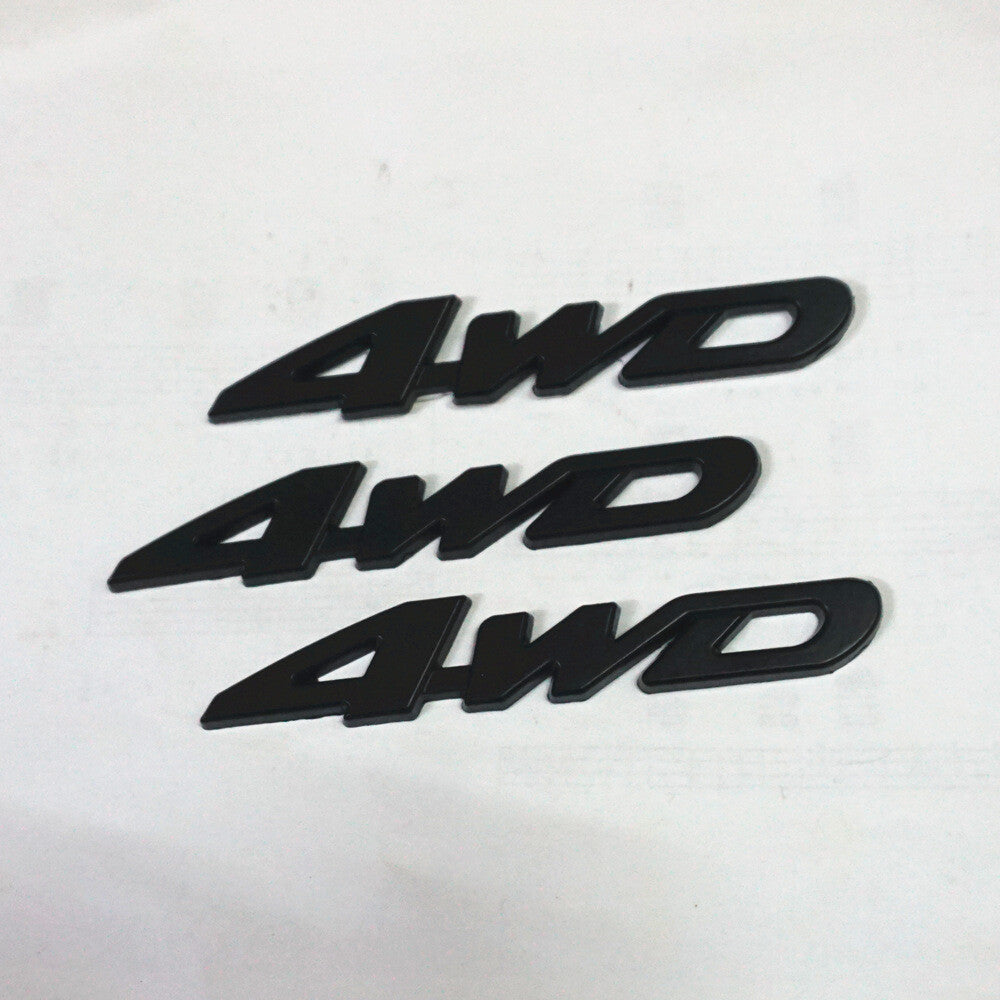 3x Matte Black 4WD High Metal Decal Sticker Badge Emblem Racing Engine SUV Trunk Q