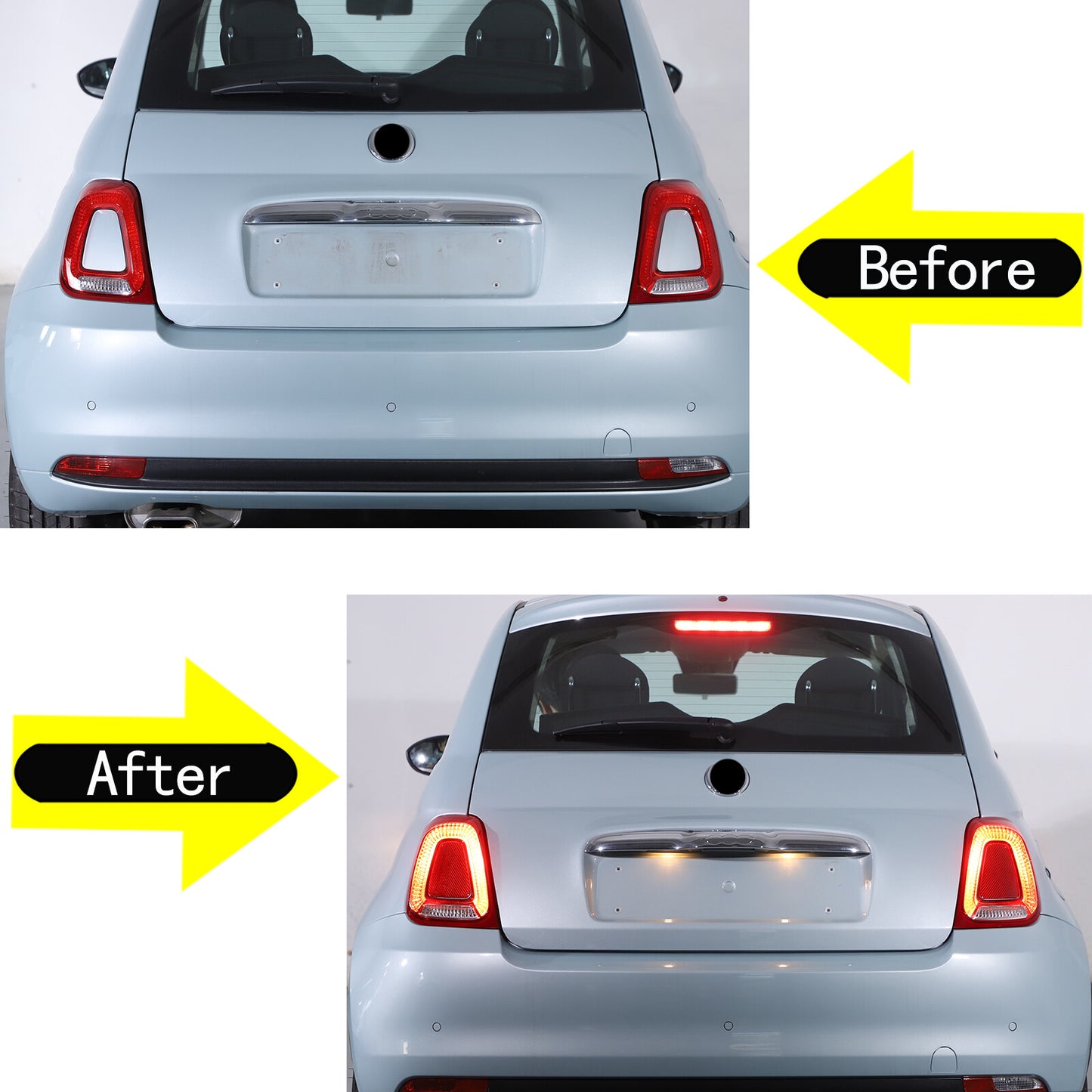 Black carbon sticker for Fiat 500 595 2016+ for Abarth rear light insert panel trim - n