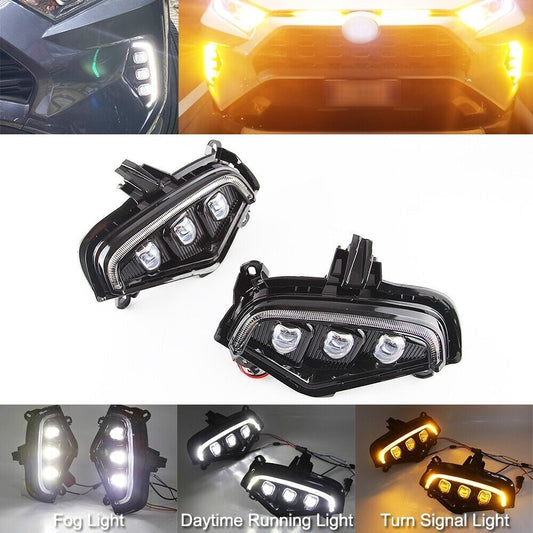 Fit for Toyota RAV4 DRL 2019-2023 Swicthback Turn Signal LED Bumper Lights Lamps Q