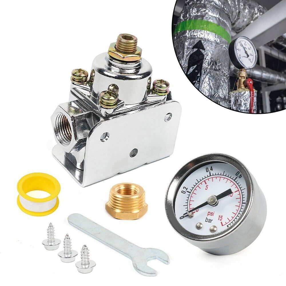 For Holley 12-803 2 Port 4 1/2 to 9 PSI Carburetor Fuel Pressure Regulator Gauge Q