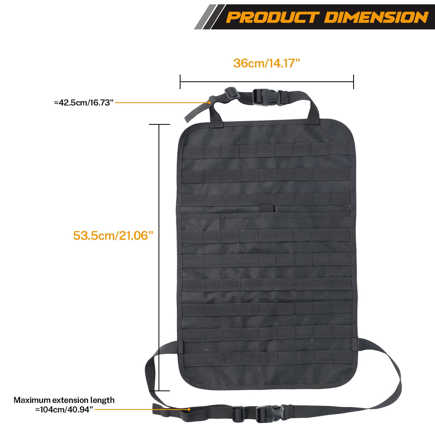 Tactical Vehicle MOLLE Panel for Seat Back Cover Protector Car Organizer Storage Bag