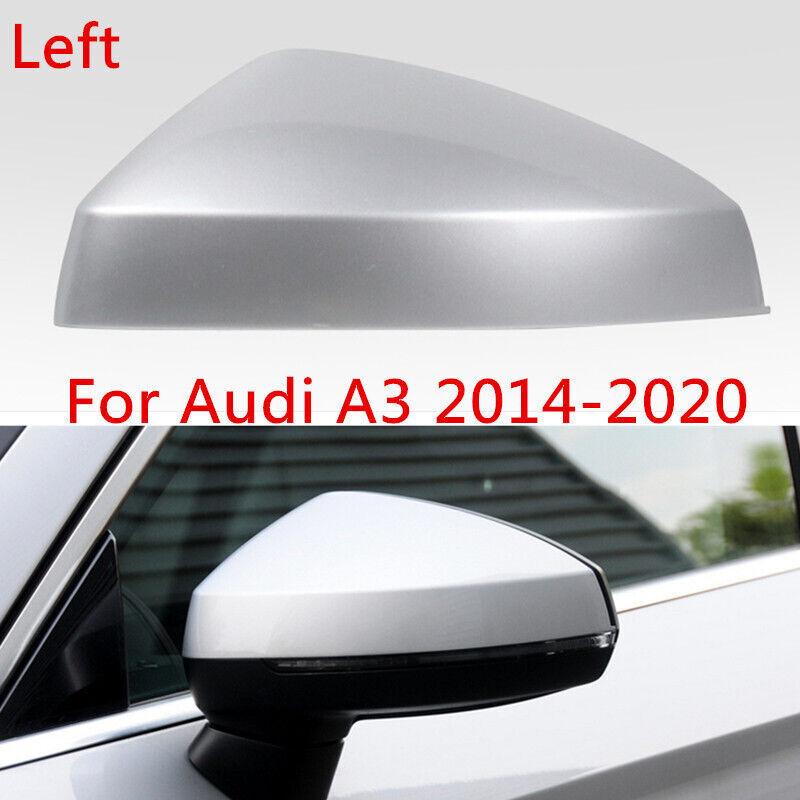 Silver Left Side Rearview Door Mirror Cover Shell Cap Fit for Audi A3 2014-2020