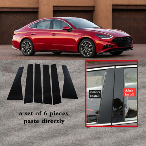 Black Pillar Panels for Hyundai Sonata 2020-2023 6P Set Door Trim Piano Cover PC