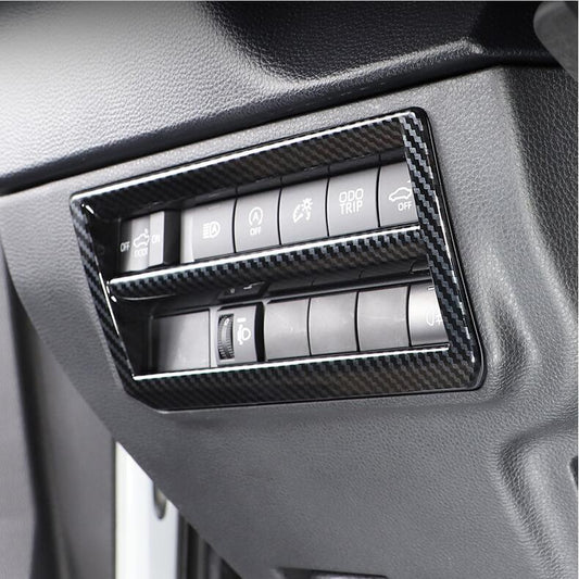 Carbon Fiber Headlight Switch Frame Cover Trim Fit for Toyota Sequoia 2023 2024