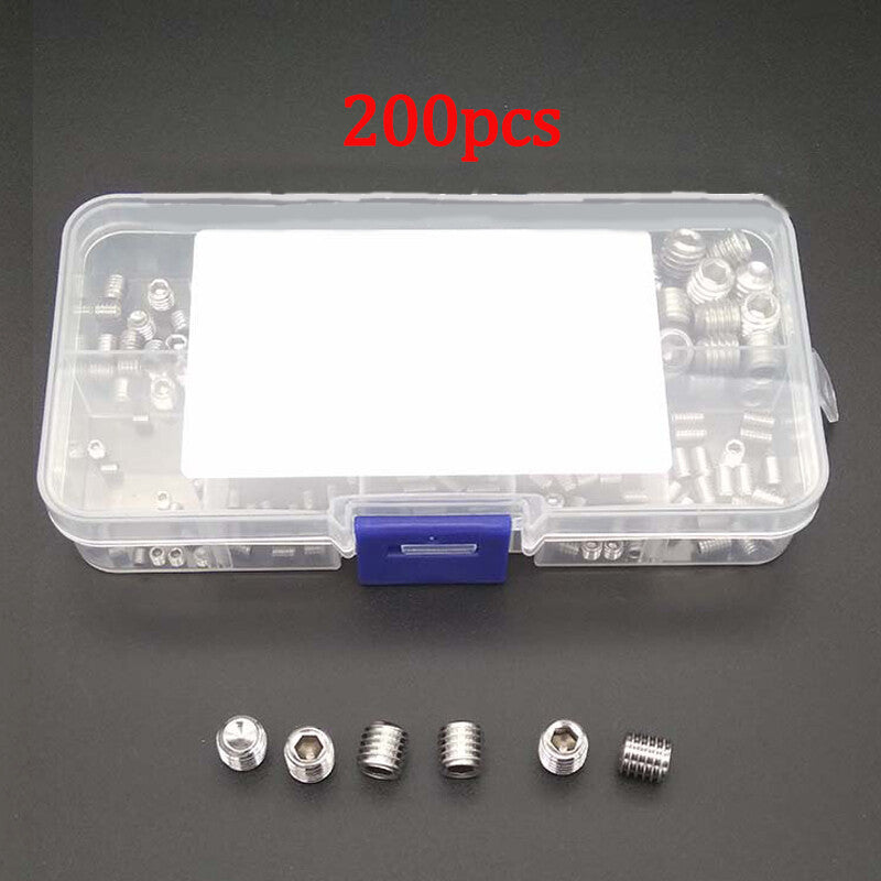 200-piece stainless steel head socket hexagonal screw kit, categorized as M3 M4 M5 M6 M8- n