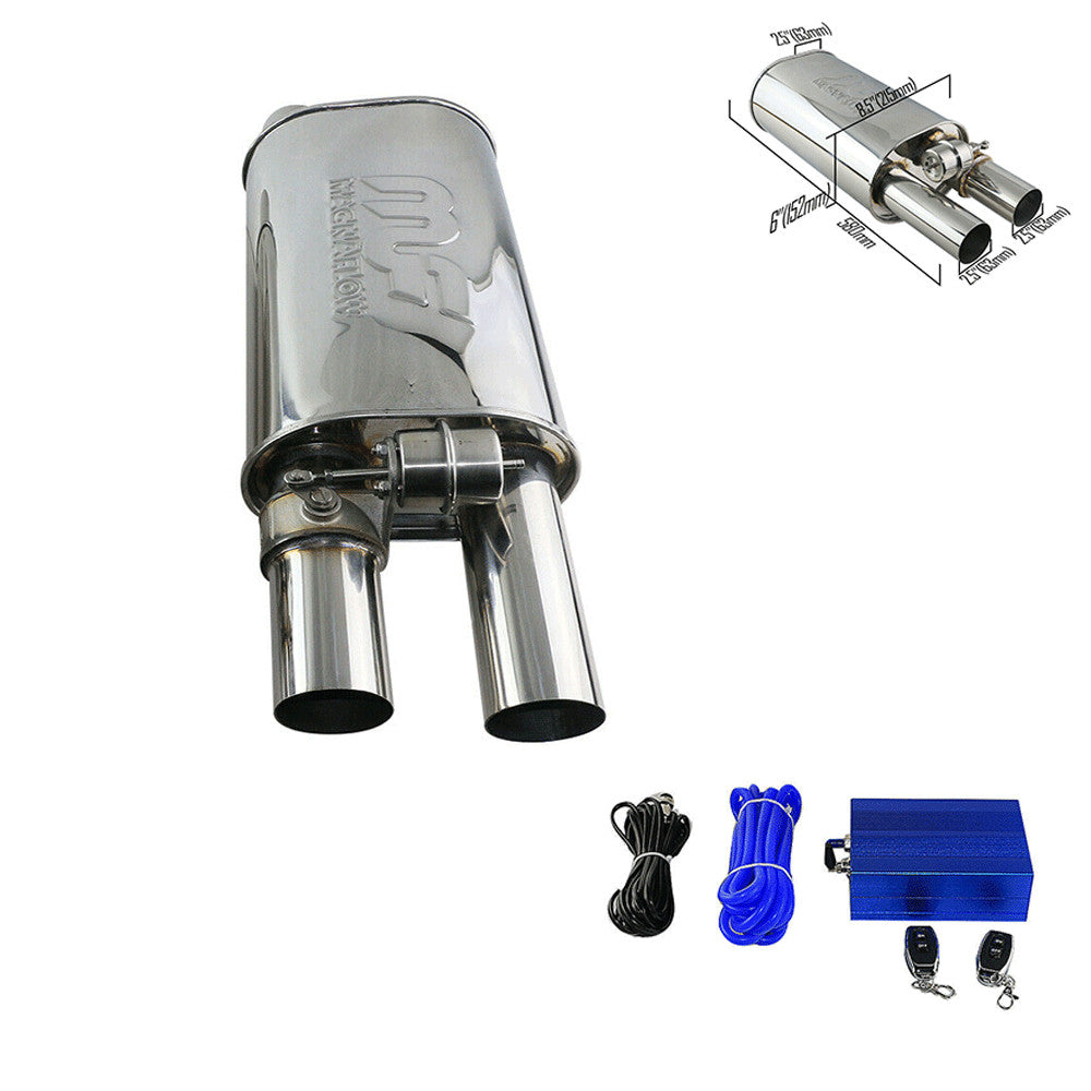 Left 2.5 Adjust The Sound Muffler w/ Exhaust Valve 8.56 Inch Dual Outlet