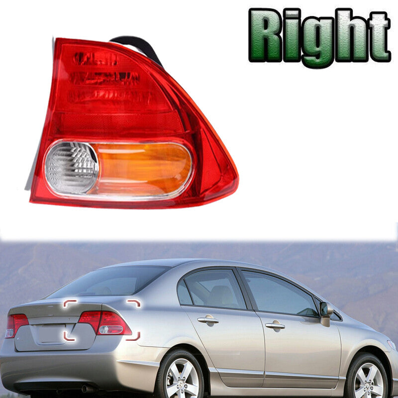 Right for Honda for Civic 2006-2008 Rear Taillight Brake Light Without Light Bulb v