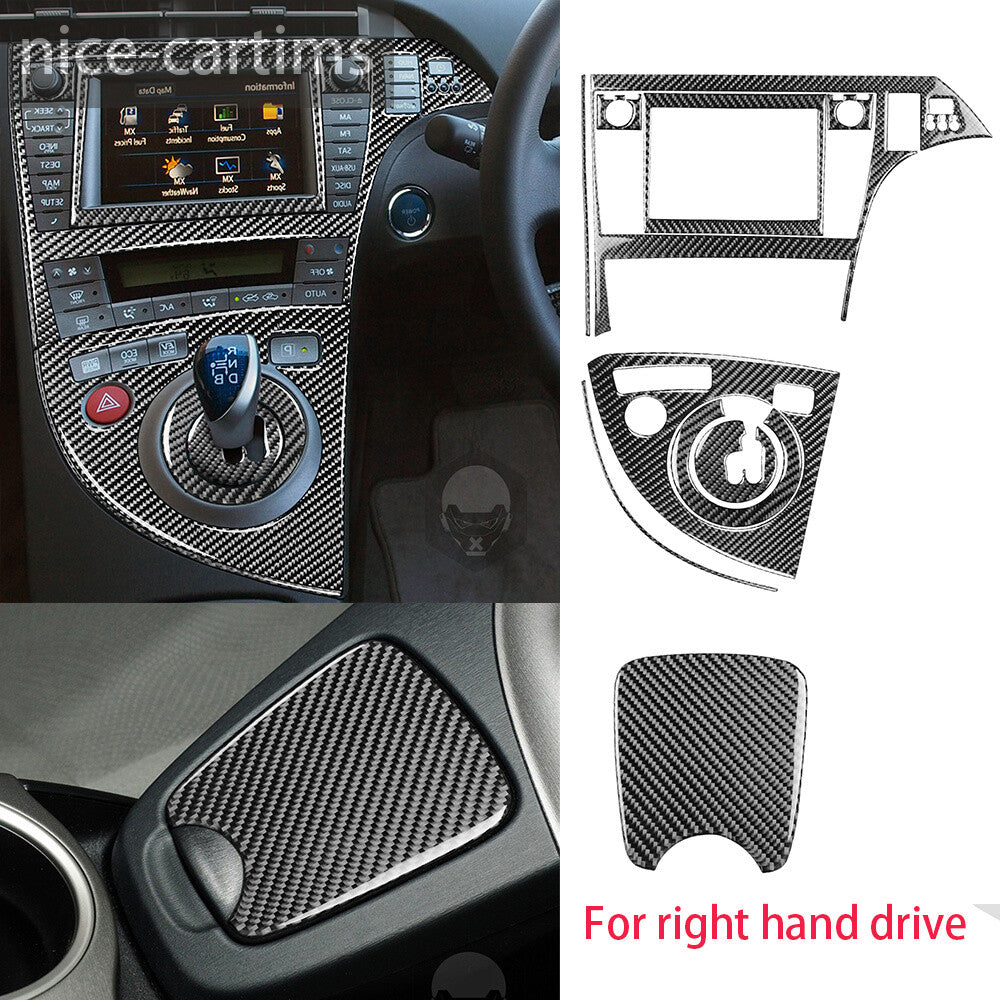 For Toyot@ Prius 2012-15 RHD Console Gear Shift Set Trim Kit Carbon Fiber 12Pcs