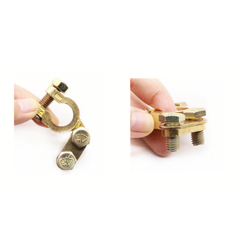 2-Piece Brass Battery Terminal Connector Clip Set for Marine, Automotive, Boat, RV and Vehicle Use n