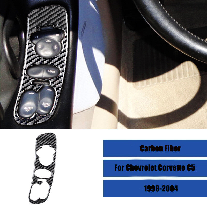 for Corvette C5 1998-2004 Carbon Fiber Window Switch Button Decorative Sticker - n